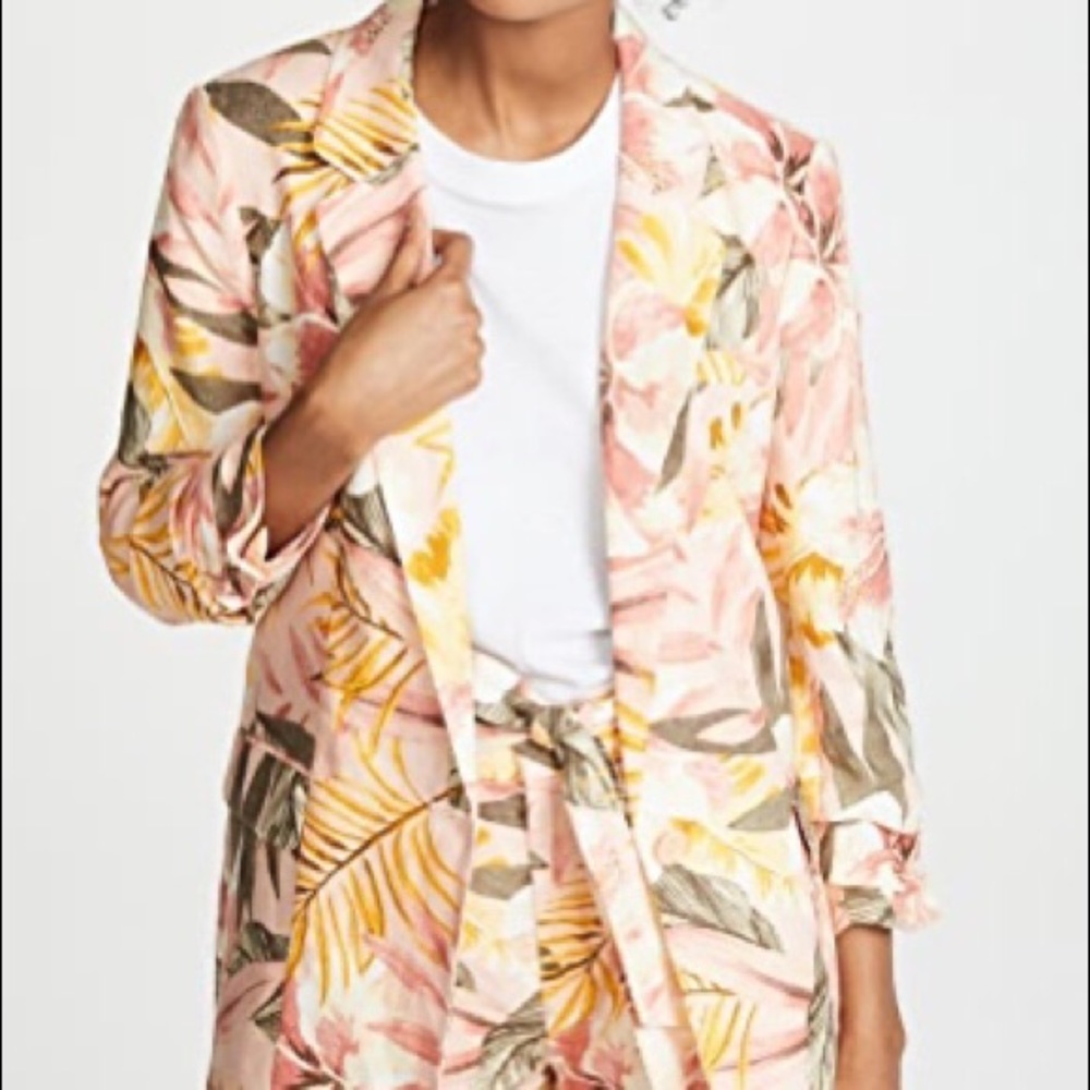 JOIE Kashina Dusty Nude Floral Linen Blazer
